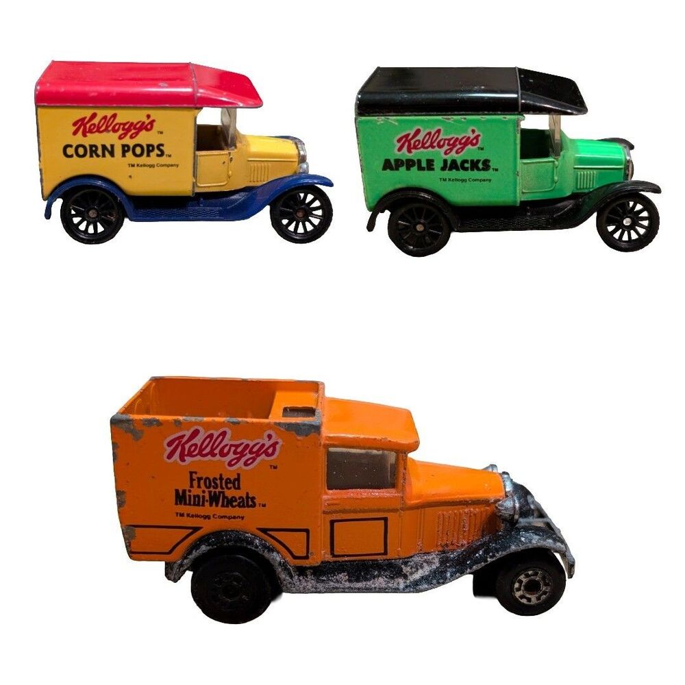 Vintage Matchbox Model T Trucks Lot of 3 Kelloggs Corn Pops Apple Jacks 70s/80s